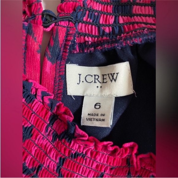 J. Crew Sleeveless Summer Dress Magenta Navy Blue smocked-neck midi dress size 6 - Picture 10 of 16